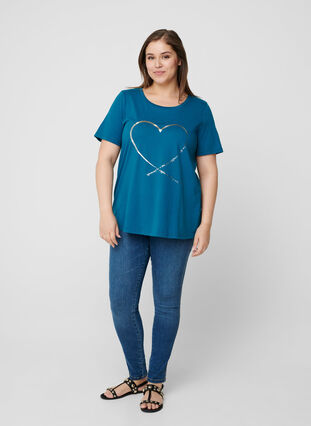 Kortermet t-skjorte med print, Blue Coral, Model image number 2