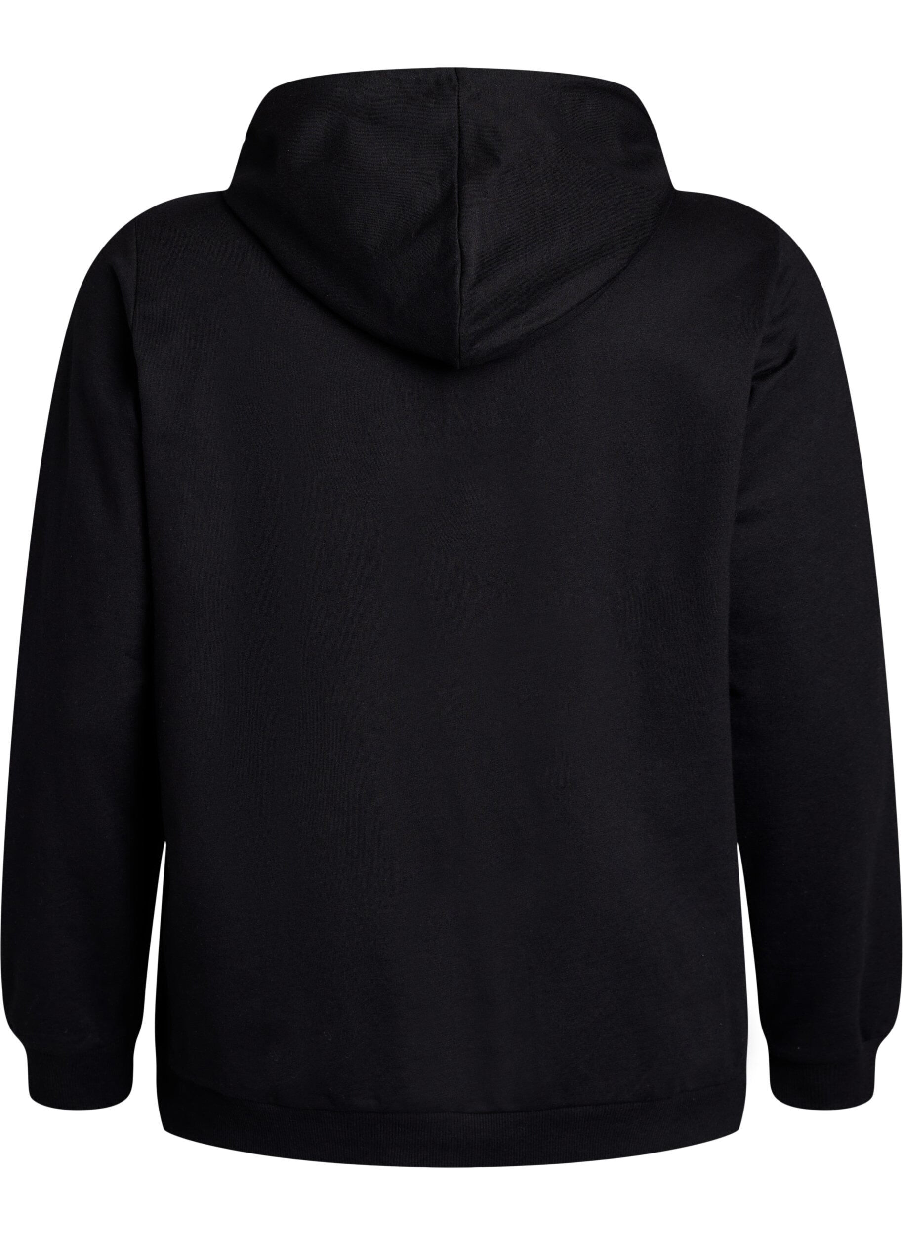 ZizziGenser med hette og trykk, Svart, Packshot image number 1