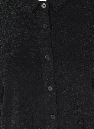 Skjorte med glimmer og puffermer, Black, Packshot image number 2