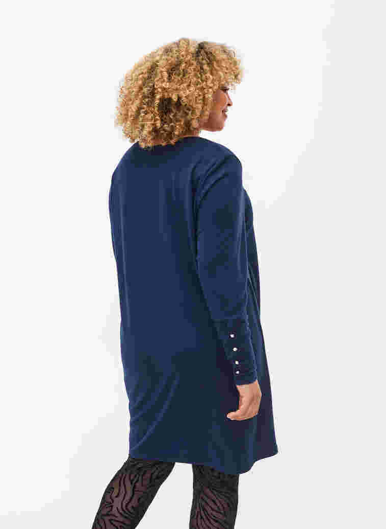 Tunika med lange ermer og knappedetaljer, Navy Blazer, Model image number 1
