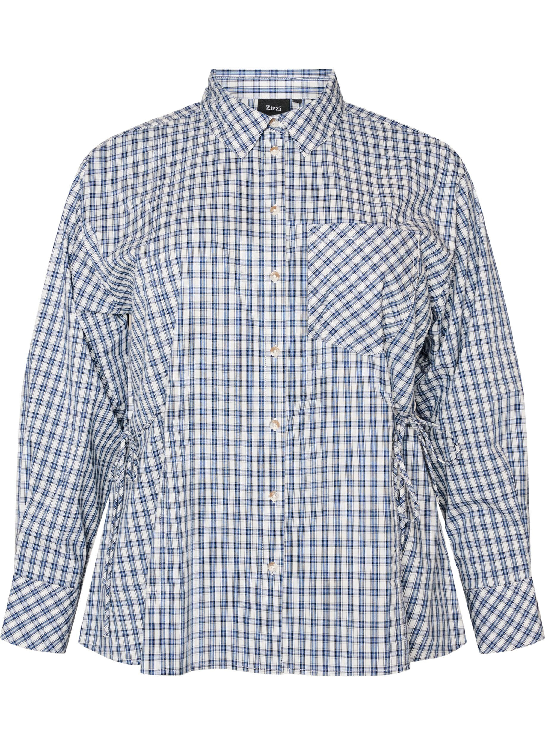 Loose fit rutete skjorte med knytebelte