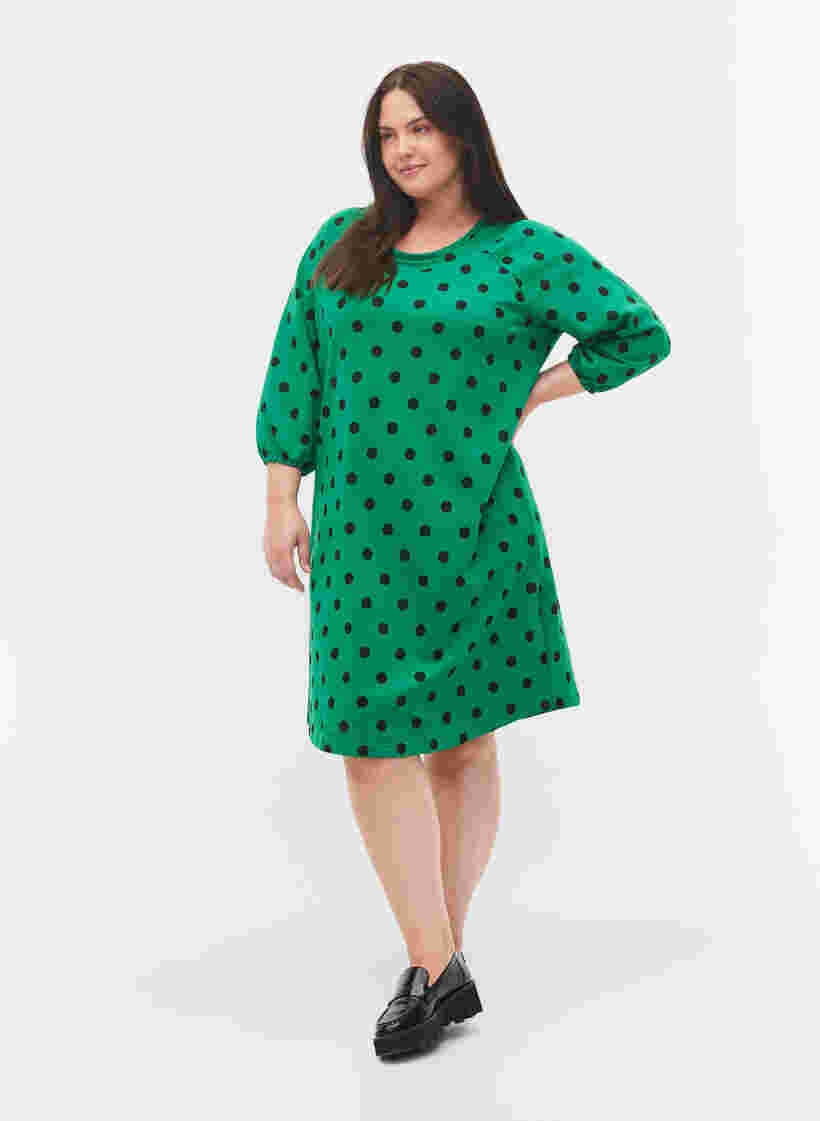 Prikkete kjole med 3/4-ermer, Jolly Green Dot, Model image number 2