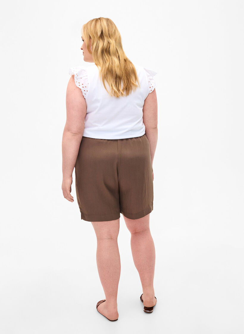 Løse shorts i viskose, Chocolate Chip, Model image number 1