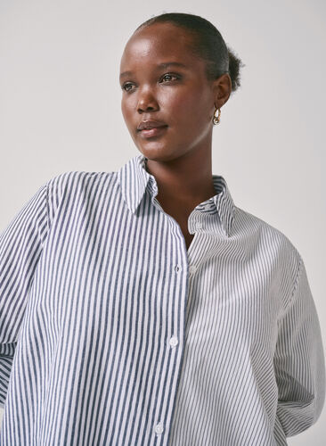 Zizzi Langermet skjorte med striper, Lava Smoke Stripe, Image image number 0