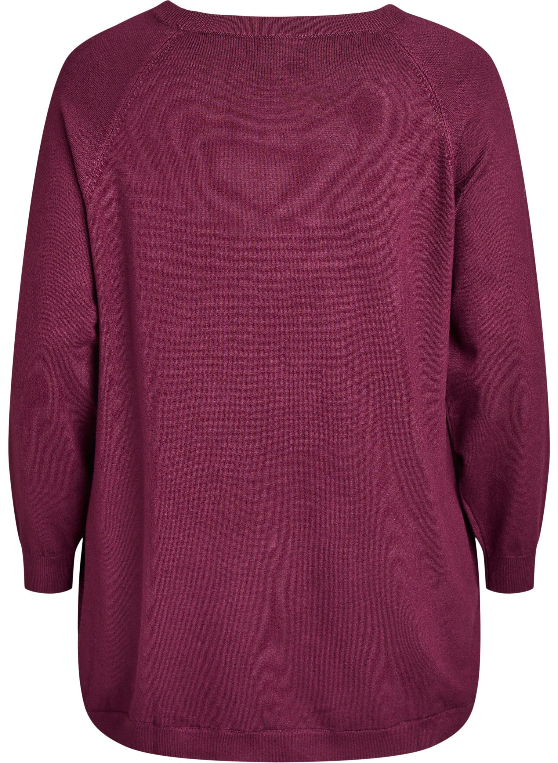 ZizziStrikkebluse med knapper i sidene, R&oslash;d, Packshot image number 1