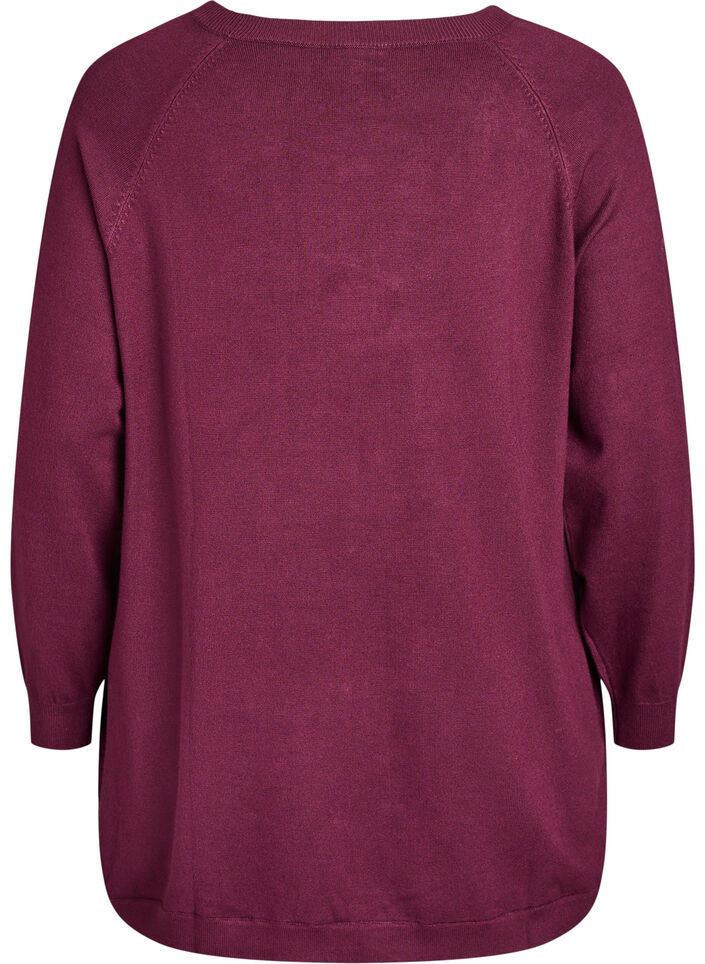Strikkebluse med knapper i sidene, R&oslash;d, Packshot image number 1