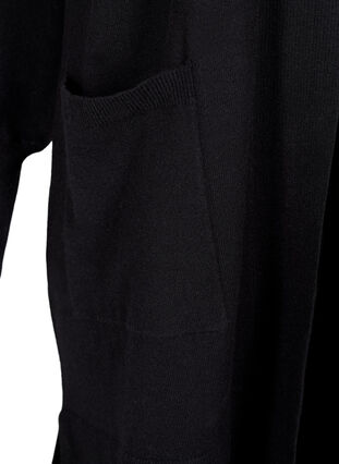 Lang strikket cardigan med lommer, Black, Packshot image number 3