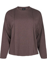 Løs jerseybluse med sømdetaljer, Brun Løs jerseybluse med sømdetaljer