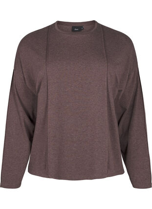 Zizzi Løs jerseybluse med sømdetaljer, Brun, Packshot image number 0