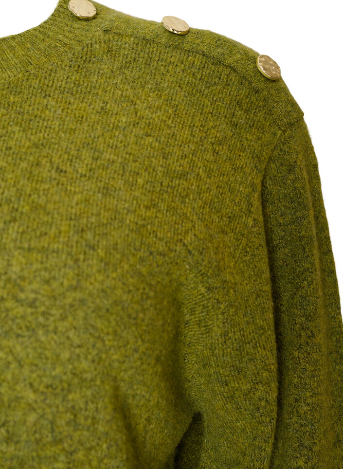 Strikket bluse med knappdetalj, Gr&oslash;nn, Packshot image number 2