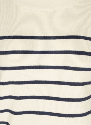 Stripete strikkegenser med ballongermer, Birch W/Navy stripes, Packshot image number 2