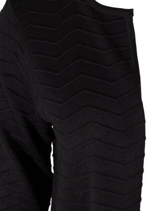 Lang strikkecardigan med mønster, Black, Packshot image number 2