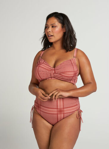 Trykt bikini bunner med høy midje	, Tandori Scarf Print, Model image number 1