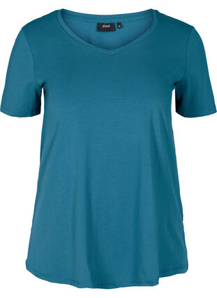 Basis T-skjorte med V-hals, Blue Coral, Packshot image number 0