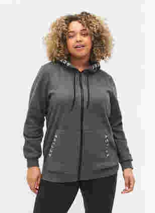 Treningsjakke med glidelås og hette, Dark Grey Melange, Model