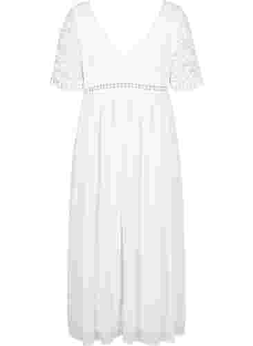 Maksikjole med ryggskjæring og korte ermer, Bright White, Packshot image number 1