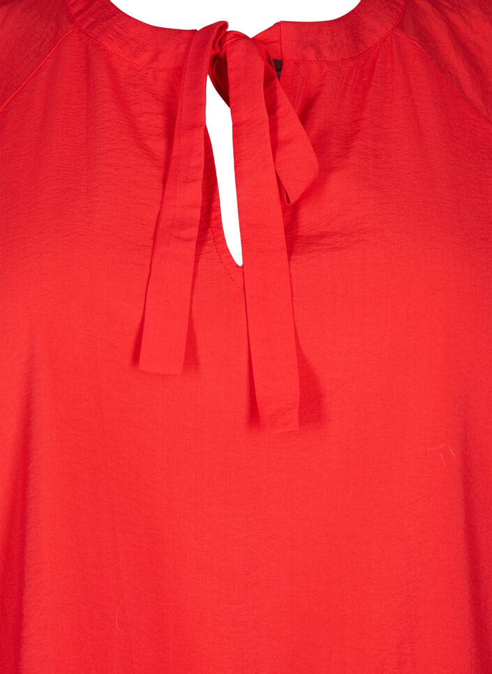 Bluse med sløyfe og lange ermer, Rød, Packshot image number 2