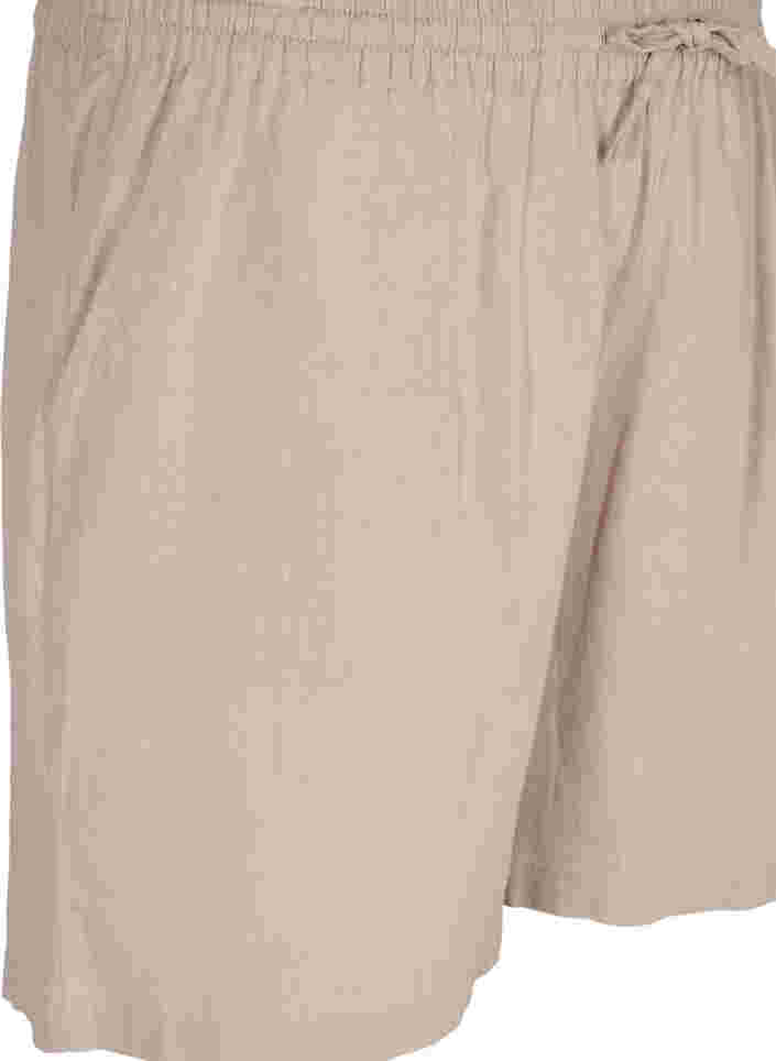 Løse shorts i bomullsmiks med lin, Simply Taupe, Packshot image number 2