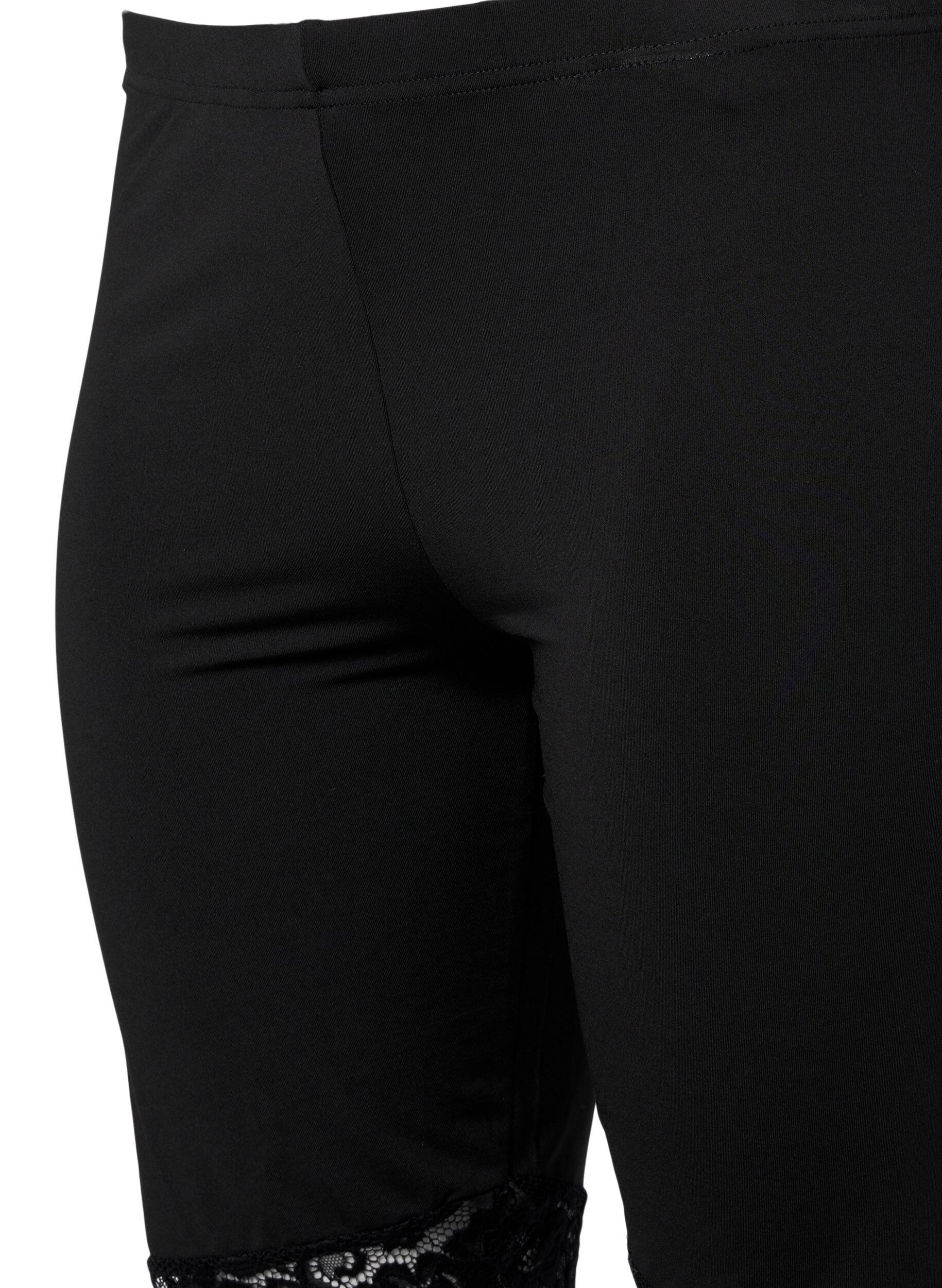 Zizzi Sykkelshorts med blondekant, 2 stk., Black / Black, Packshot image number 3
