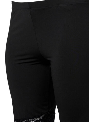 Sykkelshorts med blondekant, 2 stk., Black / Black, Packshot image number 3