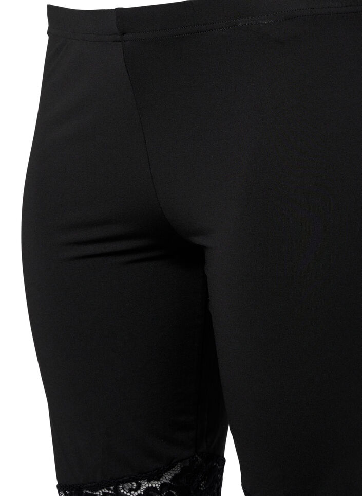 Sykkelshorts med blondekant, 2 stk., Black / Black, Packshot image number 3