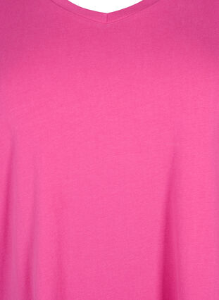 Ensfarget basis T-skjorte i bomull, Raspberry Rose, Packshot image number 2