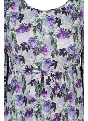Mønstrete plissékjole med knyting, Purple Flower Mix, Packshot image number 2