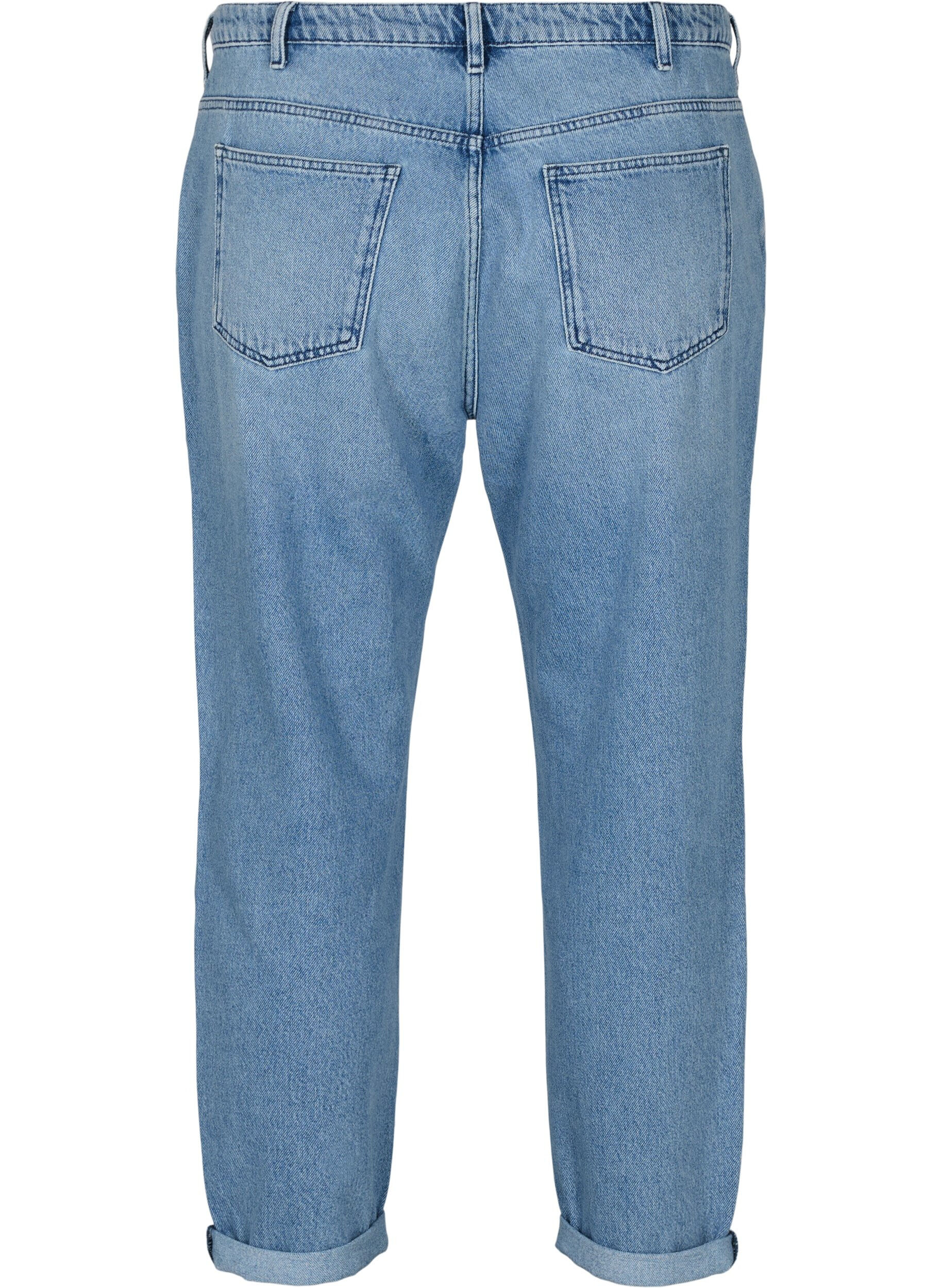 Zizzi Mille mom fit jeans med colorblock, Blue Denim Comb, Packshot image number 1