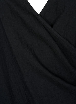Langermet bluse i viskose med wrap look, Black, Packshot image number 2