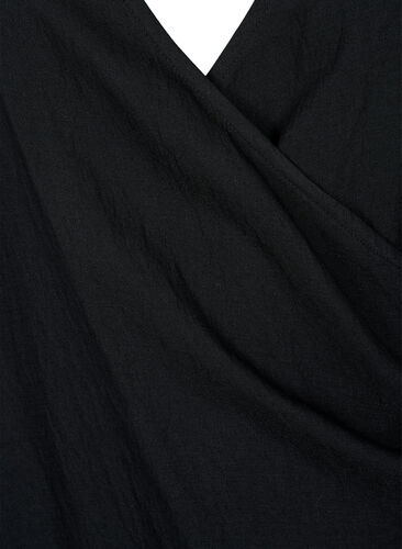 Langermet bluse i viskose med omslagslook, Black, Packshot image number 2