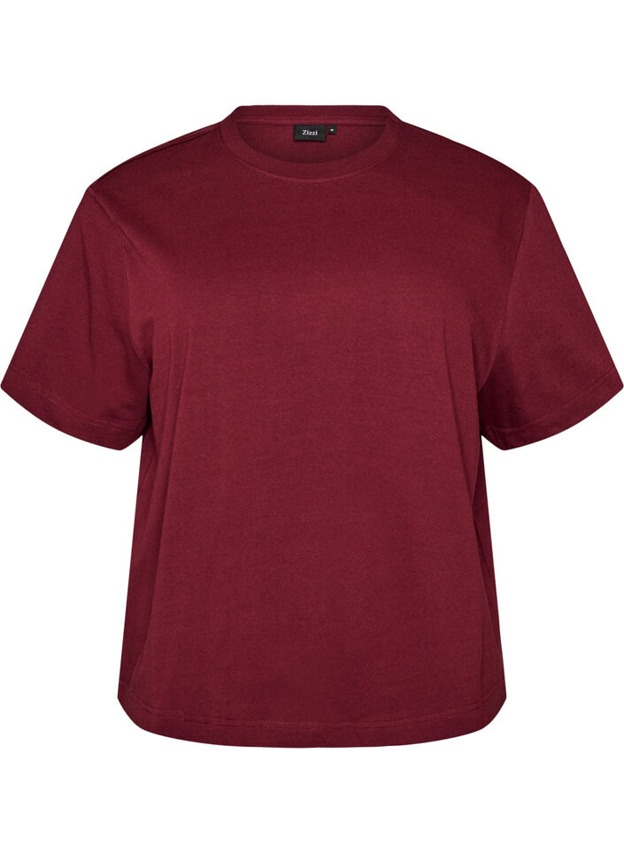 Boxy bomulls T-skjorte, R&oslash;d, Packshot image number 0