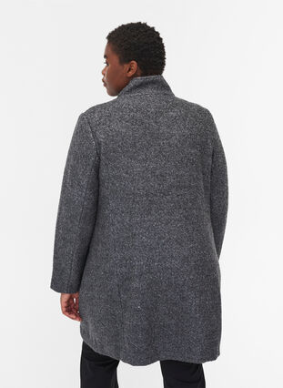 Frakk med ull og glidelås, Dark Grey Melange, Model image number 1