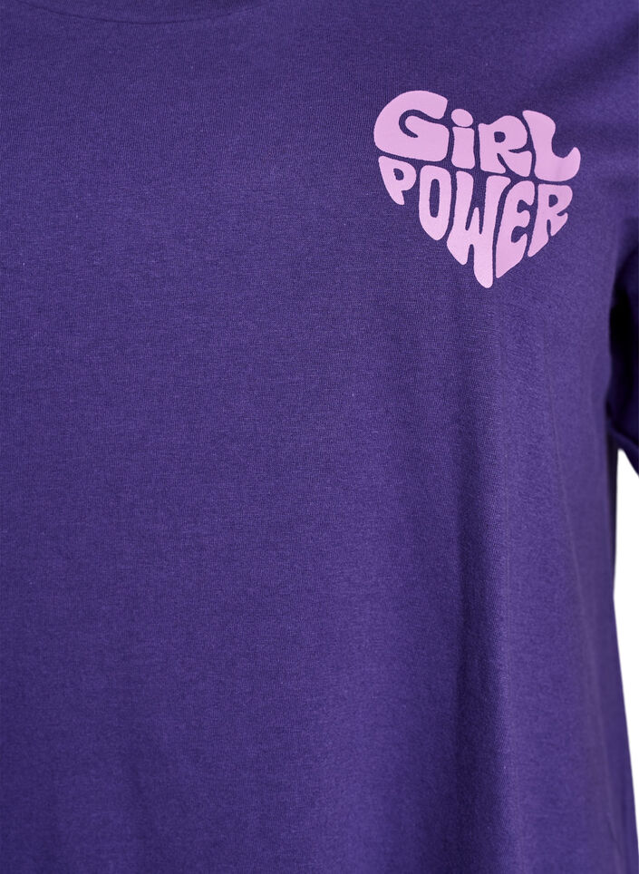 Kortermet nattkjole i &oslash;kologisk bomull, Lilla, Packshot image number 2