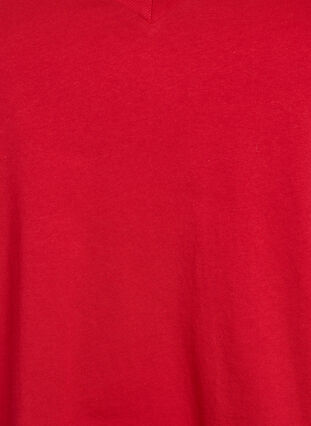 Zizzi Enkel T-skjorte i bomull med V-hals, Rød, Packshot image number 2