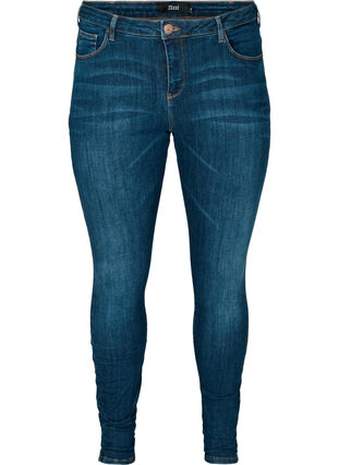 Super slim Amy jeans med høyt liv, Dark Blue, Packshot image number 0