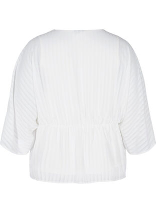 Bluse med 3/4-ermer og V-hals, White, Packshot image number 1