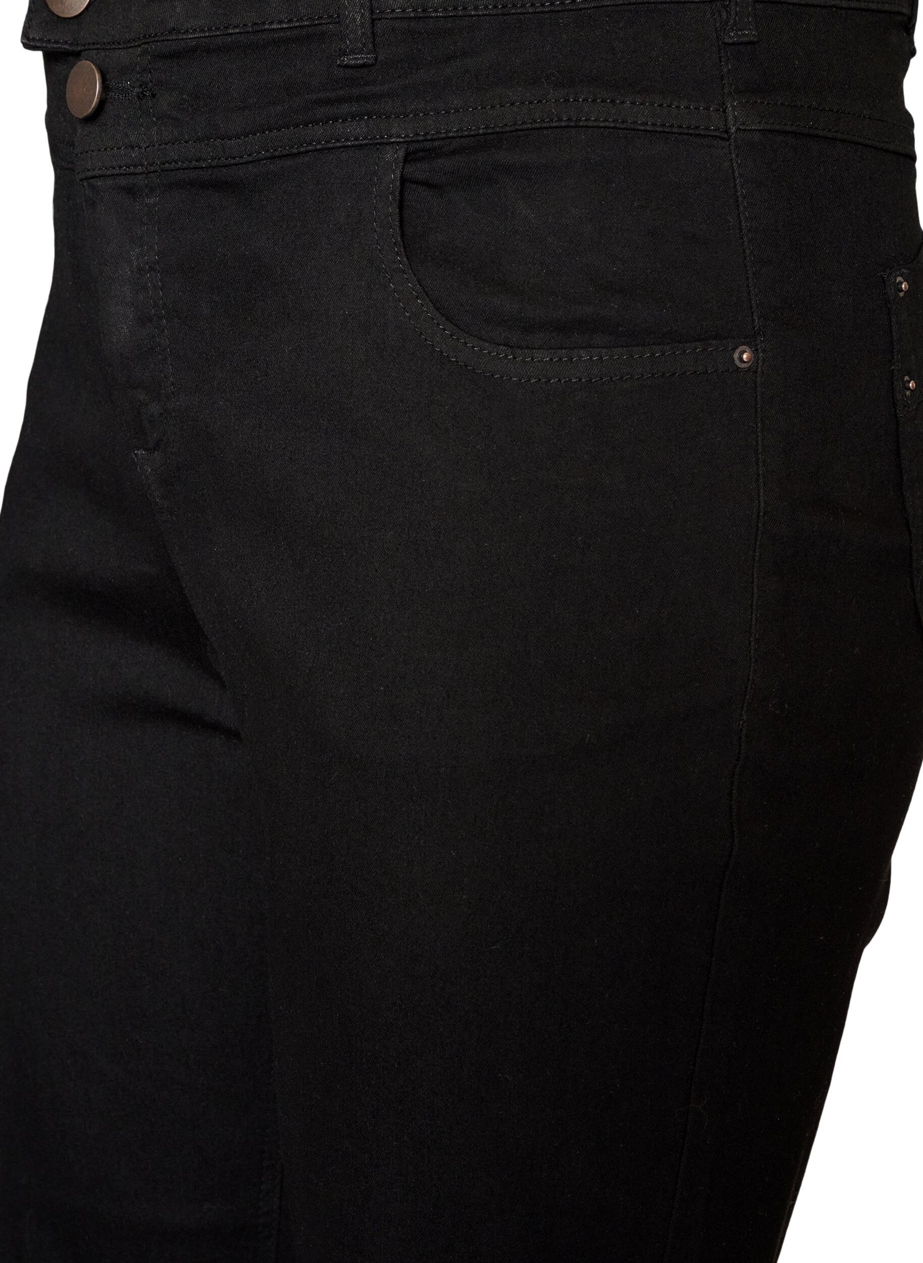 ZizziRegular fit Gemma-jeans med h&oslash;y midje, Svart, Packshot image number 2