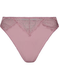 Mikrofiberstring med blonder, Rose Taupe