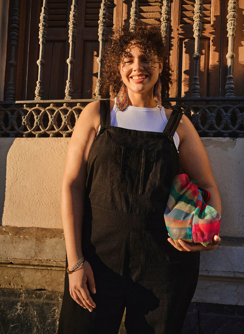 Ribbet tanktopp i bomull, Bright White, Image image number 0