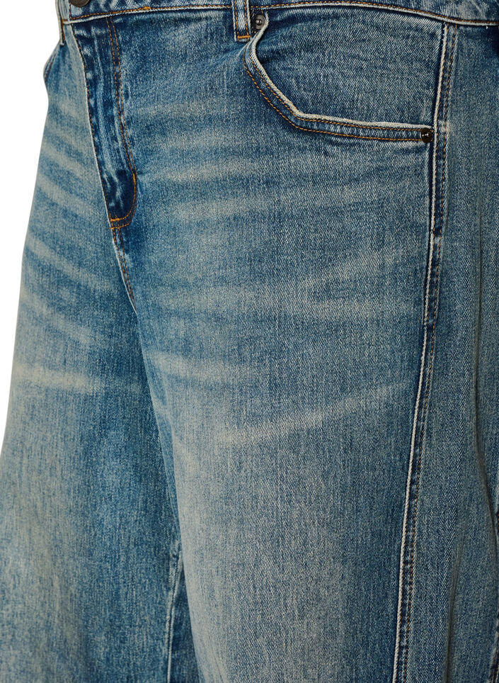 Jeans med barrel fit og en slitt vask, Bl&aring;, Packshot