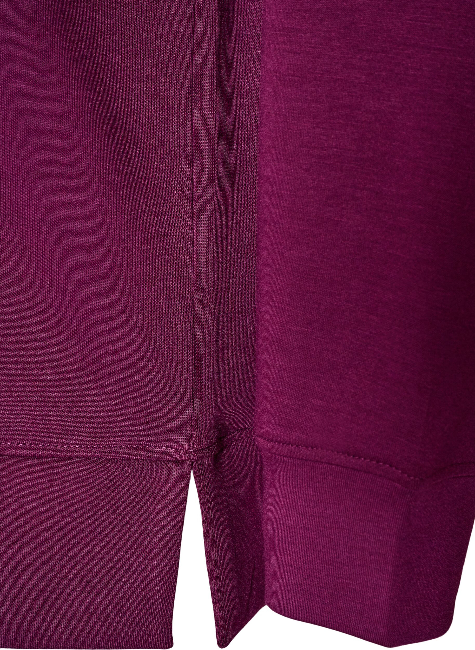 ZizziLangermet jersebluse med rund hals, Lilla, Packshot image number 3