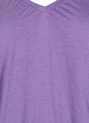 Melert bluse med V-hals, Deep Lavender Mél, Packshot image number 2