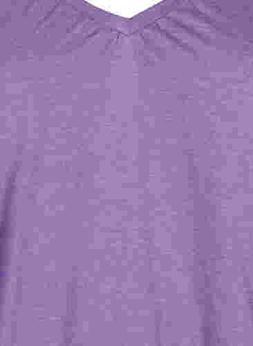 Melert bluse med V-hals, Deep Lavender Mél, Packshot image number 2