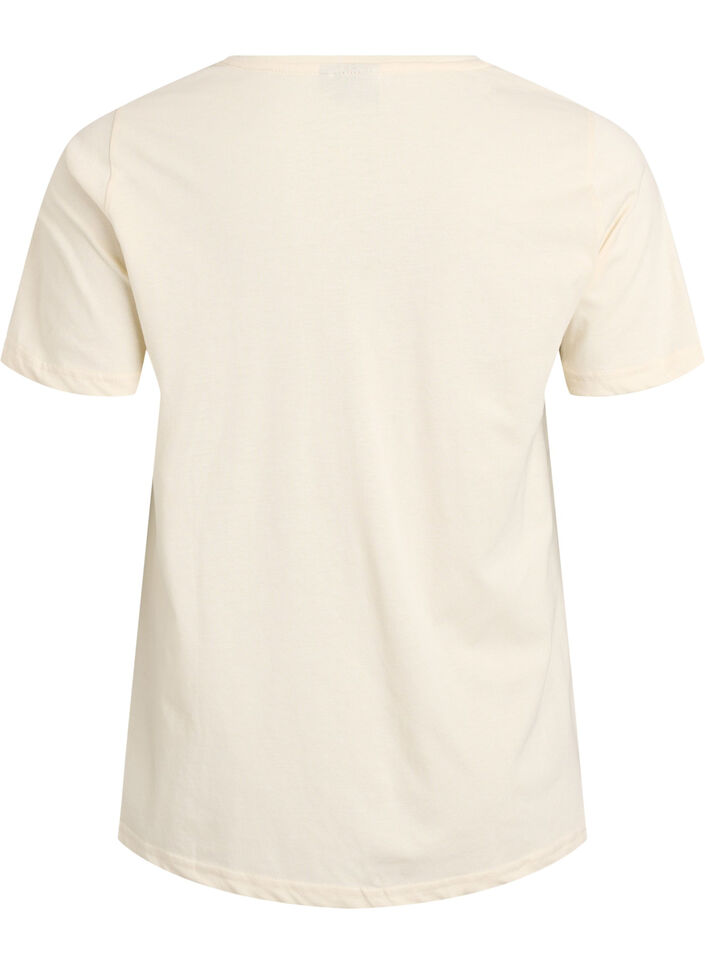 T-skjorte med trykk, Vanilje, Packshot image number 1