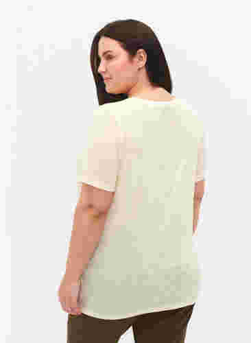 T-skjorte med nagler og rund hals, Buttercream, Model image number 1