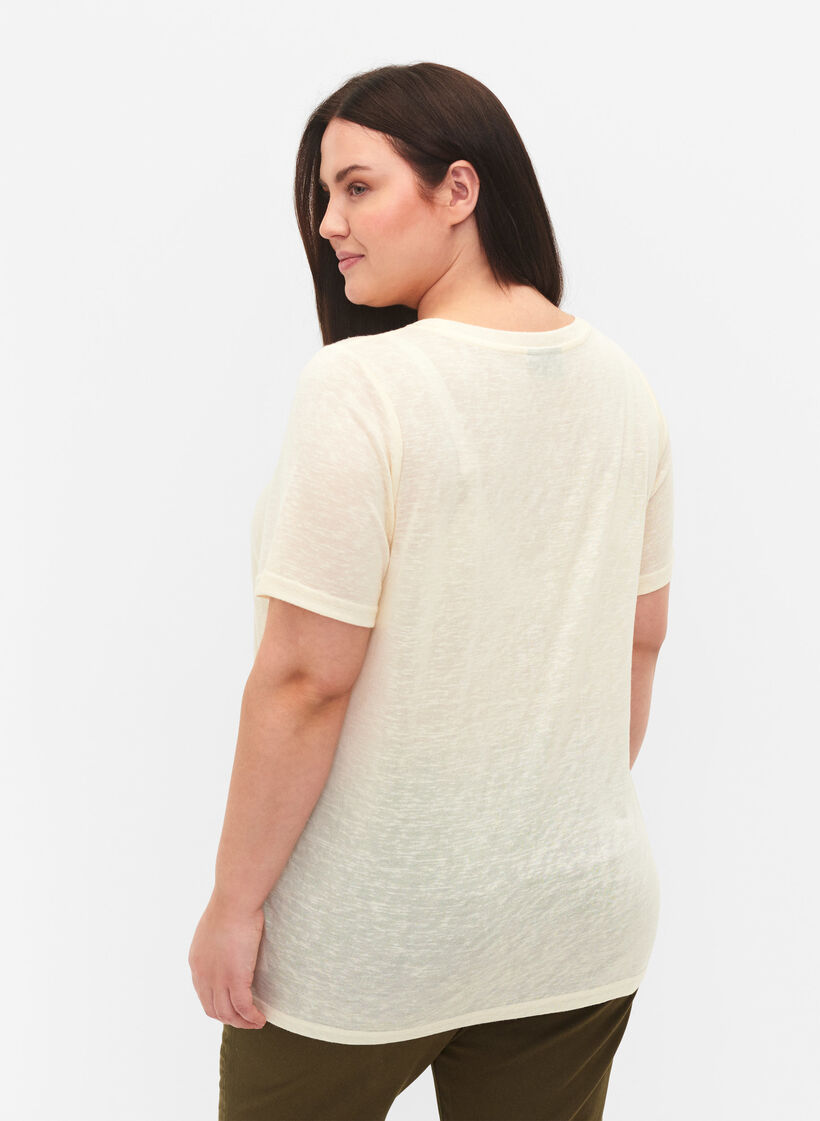 T-skjorte med nagler og rund hals, Buttercream, Model image number 1
