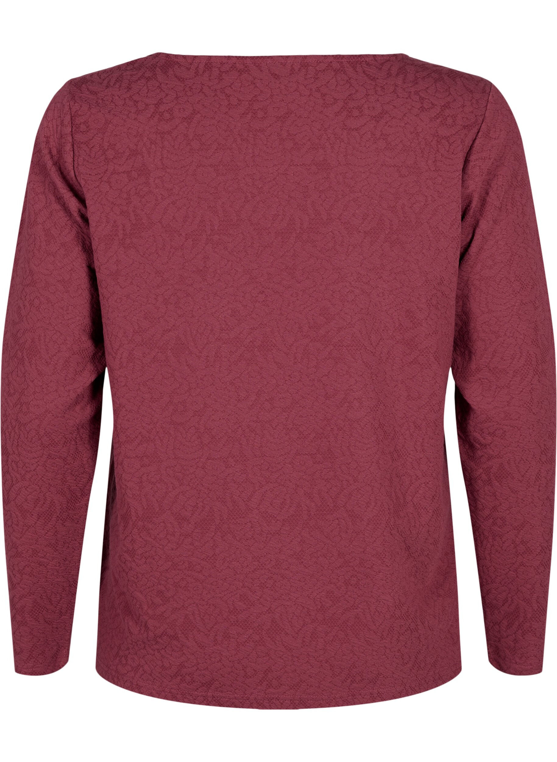 Zizzi Langermet bluse med tekstur, Rosa, Packshot image number 1