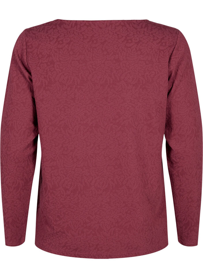 Langermet bluse med tekstur, Rosa, Packshot image number 1