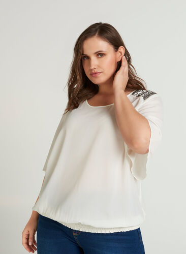 Bluse med korte ermer, Vanilla Ice, Model image number 0