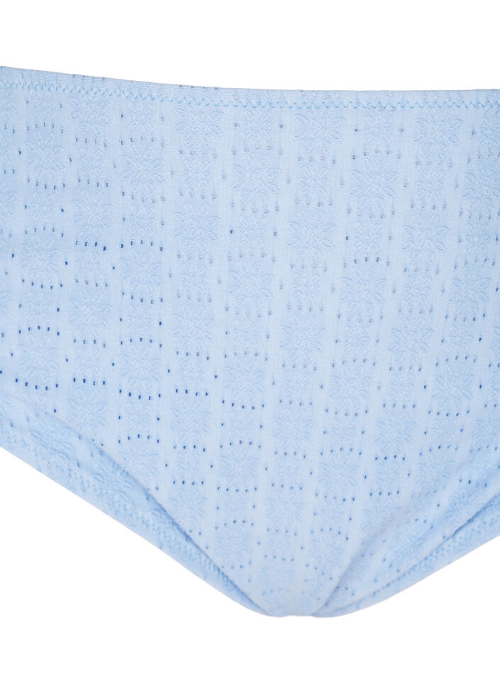 Bikinitruser med tai-snitt og strukturert mønster, Placid Blue, Packshot
